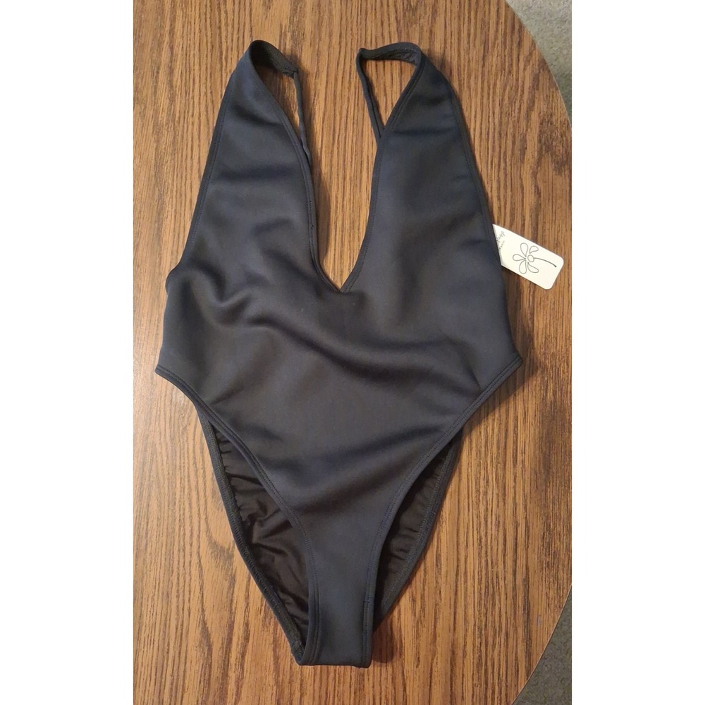 Dippin' Daisy's Sz Large Black Deep Plunge One Piece Swimsuit NWT